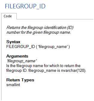 FILEGROUP ID